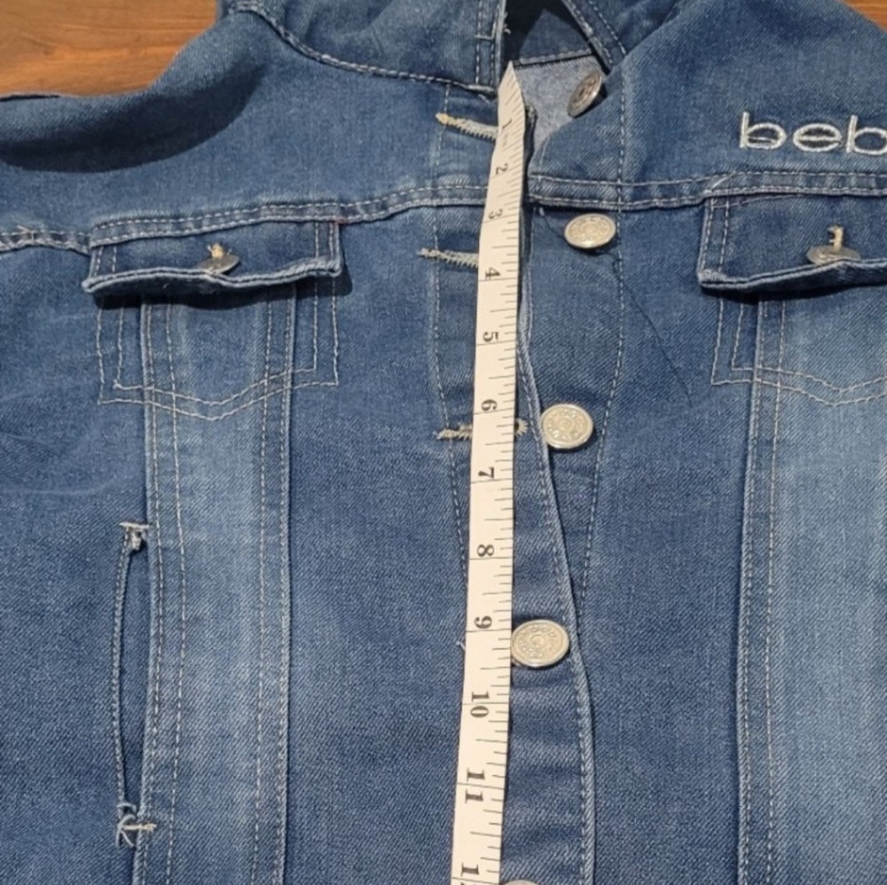 Nwot bebe Cropped Denim Jacket Girls Sz M 10/12 Read Post Measurements - Picture 9 of 14
